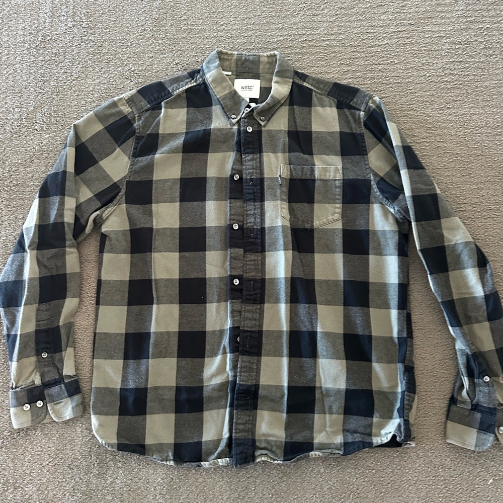 Wesc Black and beige/green Plaid Button-Down Shirt